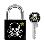 Master Lock 3430EURDSKULL Anahtar Asma Kilit, Kafatası Motifli, 5,3 x 3 x 1,5 cm, Siyah, Beyaz ve Yeşil