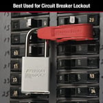 Master Lock 493B Kırmızı Elektrik Kutusu Devre Kesici Kilitleme, Standart Tek ve Çift Geçişler için Etiketleme Devre Kesici Kutusu Kilidi