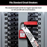 Master Lock 493B Kırmızı Elektrik Kutusu Devre Kesici Kilitleme, Standart Tek ve Çift Geçişler için Etiketleme Devre Kesici Kutusu Kilidi