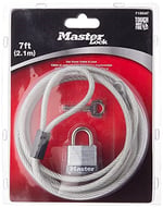 Master Lock 715DAT Örgülü Çelik Araba Kapak Kablosu, Lamine Çelik Asma Kilit, 2,1 m kablo ve 1-1/8 inç Geniş Kilit