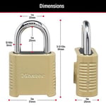 Master Lock 875D Ağır Hizmet Dış Mekan Şifreli Kilit, 5 cm Genişlik, Pirinç Kaplama