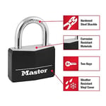 Master Lock Anahtarlı Kapalı Asma Kilitler, Dış Mekan Kilitleri, 2'li Paket, 141T, Siyah