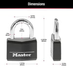 Master Lock Anahtarlı Kapalı Asma Kilitler, Dış Mekan Kilitleri, 2'li Paket, 141T, Siyah