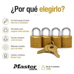 Master Lock Asma kilit, masif pirinç, 1,9 cm genişliğinde, 120Q (4 aynı anda kilitlenir)