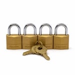 Master Lock Asma kilit, masif pirinç, 1,9 cm genişliğinde, 120Q (4 aynı anda kilitlenir)