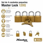 Master Lock Asma kilit, masif pirinç, 1,9 cm genişliğinde, 120Q (4 aynı anda kilitlenir)
