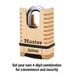 Master Lock, pirinç, asma kilit, ProSeries 2-1/4 inç genişliğinde kendi şifreli kilidinizi ayarlayın, 1177D, 15,3 cm x 7,5 cm x 3,5 cm