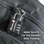 Master Lock Siyah TSA Onaylı Geniş Kilit Gövdeli ve İnce, Dayanıklı Çelik Kelepçe, Sırt Çantaları için Fermuar Kilidi, Bagaj, 3 pk, 4680BLKEC3