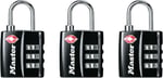 Master Lock Siyah TSA Onaylı Geniş Kilit Gövdeli ve İnce, Dayanıklı Çelik Kelepçe, Sırt Çantaları için Fermuar Kilidi, Bagaj, 3 pk, 4680BLKEC3