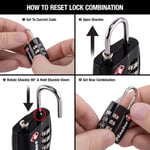 Master Lock Siyah TSA Onaylı Geniş Kilit Gövdeli ve İnce, Dayanıklı Çelik Kelepçe, Sırt Çantaları için Fermuar Kilidi, Bagaj, 3 pk, 4680BLKEC3