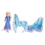 Mattel Çıkarılabilir elbisesi ve ayakkabılarıyla Mattel Disney Karlar Ülkesi Elsa bebek, büyüleyici atı Nokk ve macera arabası, Karlar Ülkesi: Kış Sonu Festivali teması, JBG56