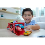Mattel Disney and Pixar Cars Mack Hauler, 13-inch Toy Transporter Truck with Ramp & Carry Storage for 12 Vehicles, Gift for Kids Ages 4 Years Old & Up