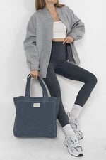 Maule Ortaboy Mumlu Kanvas%100 Pamuk Kadın Omuz Çantası Tote Bag