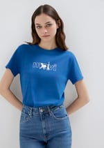 Mavi Kedi Logo Baskılı Mavi Tişört Regular Fit/Normal Kesim 1611478-32213