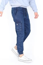 Mavi Kot Kargo Pantolon - Likralı Mavi Kargo Pantolon - Erkek Outdoor Pantolon - Erkek Kot Pantolon