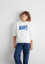 Mavi Logo Baskılı Beyaz Kapüşonlu Sweatshirt 6610110-70057