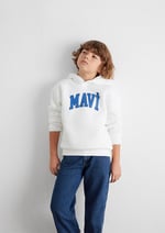 Mavi Logo Baskılı Beyaz Kapüşonlu Sweatshirt 6610110-70057