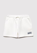 Mavi Logo Baskılı Beyaz Şort 7410002-70057