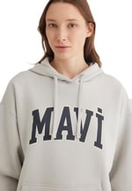 Mavi Logo Baskılı Kapüşonlu Gri Sweatshirt 1600361-34322