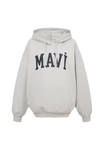 Mavi Logo Baskılı Kapüşonlu Gri Sweatshirt 1600361-34322
