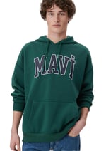 Mavi Logo Baskılı Kapüşonlu Kırmızı Sweatshirt 067149-70464