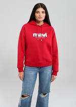 Mavi Logo Baskılı Kapüşonlu Kırmızı Sweatshirt 168334-35476