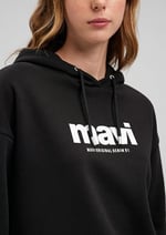 Mavi Logo Baskılı Kapüşonlu Siyah Sweatshirt 168334-900