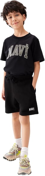 Mavi Logo Baskılı Siyah Şort 6410003-900