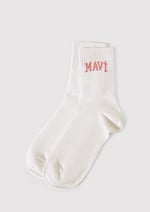 Mavi Logo Detaylı Beyaz Soket Çorap 1912726-620