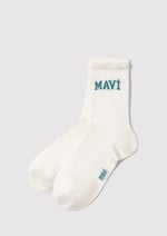 Mavi Logo Detaylı Beyaz Soket Çorap 1912726-21649