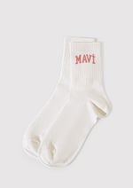 Mavi Logo Detaylı Beyaz Soket Çorap 1912726-620