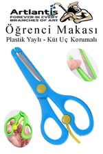 Mavi Öğrenci Makası 1 Adet Plastik Yaylı Küt Uç Korumalı Okul Makası Çocuk Makası Okul Öncesi Kreş Ana Sınıfı