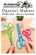 Mavi Yeşil Öğrenci Makası 2 Adet Plastik Yaylı Küt Uç Korumalı Okul Makası Çocuk Makası Okul Öncesi Kreş Ana Sınıfı