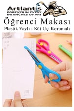 Mavi Yeşil Öğrenci Makası 2 Adet Plastik Yaylı Küt Uç Korumalı Okul Makası Çocuk Makası Okul Öncesi Kreş Ana Sınıfı