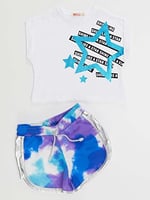 Mavi Yıldız Kız Çocuk T-Shirt Şort Takım