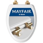 Mayfair 1826BGSL 000 Benton Fırçalanmış Altın Menteşeli Klozet Kapağı Yavaş Kapanır ve Asla Gevşek Olmaz, UZUNLU, Dayanıklı Emaye Ahşap, Beyaz