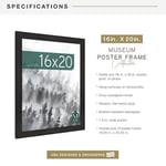 MCS Müze Poster Çerçevesi 16x20 Oniks, Dikey ve Yatay Duvara Asmalı Fotoğraflar, Posterler ve Sanat Baskıları için Büyük Res - Seçenekler: 11 x 17 in, 12 x 18 in, 13 x 19 in, 14 x 22 in, 16 x 20 in...