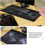 McStorey Dünya Haritası Gaming Mouse Pad 60x30 cm, Kaymaz Kauçuk Tabanlı Masa Matı, Dikişli Kenar, 3 mm Kalınlık, Mikro Dokuma Kumaş, Klavye ve Mouse Altlığı, Ofis ve Oyuncu Masası için