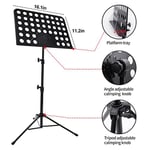 Mdvora Nota Kağıdı için Müzik Standı, Taşıma Çantalı Ayarlanabilir Müzik Standı, Profesyonel Müzik Kitabı Tutucu, Gitar, Ukulele, Keman Çalarlar için Müzik Kağıdı Tutucu (1 paket)