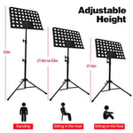 Mdvora Nota Kağıdı için Müzik Standı, Taşıma Çantalı Ayarlanabilir Müzik Standı, Profesyonel Müzik Kitabı Tutucu, Gitar, Ukulele, Keman Çalarlar için Müzik Kağıdı Tutucu (1 paket)