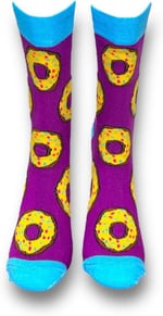 Me-vo Tekli Mor Bay/Bayan Unisex Esnek Nem Alabilen Pamuklu Donut Desenli Soket Çorap