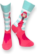 Me-vo Tekli Pembe Renkli Bay/Bayan Unisex Esnek Nem Alabilen Pamuklu Flamingo Desenli Soket Çorap