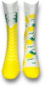 Me-vo Tekli Sarı Bay/Bayan Unisex Esnek Nem Alabilen Pamuklu Ananas Desenli Soket Çorap
