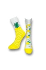 Me-vo Tekli Sarı Bay/Bayan Unisex Esnek Nem Alabilen Pamuklu Ananas Desenli Soket Çorap