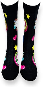 Me-vo Tekli Siyah Renkli Bay/Bayan Unisex Esnek Nem Alabilen Pamuklu Unicorn Desenli Soket Çorap