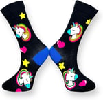 Me-vo Tekli Siyah Renkli Bay/Bayan Unisex Esnek Nem Alabilen Pamuklu Unicorn Desenli Soket Çorap