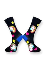 Me-vo Tekli Siyah Renkli Bay/Bayan Unisex Esnek Nem Alabilen Pamuklu Unicorn Desenli Soket Çorap