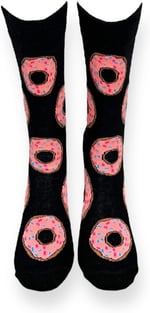 Me-vo Tekli Siyah Renkli Unisex Esnek Nem Alabilen Pamuklu Donut Desenli Soket Çorap