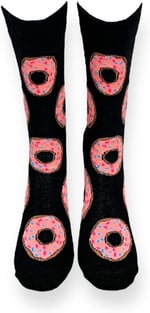 Me-vo Tekli Siyah Renkli Unisex Esnek Nem Alabilen Pamuklu Donut Desenli Soket Çorap