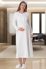 Mecit 1924 Ekru Dört Parça Hamile Lohusa Set - Bedenler: M, L, XX-Large, XL